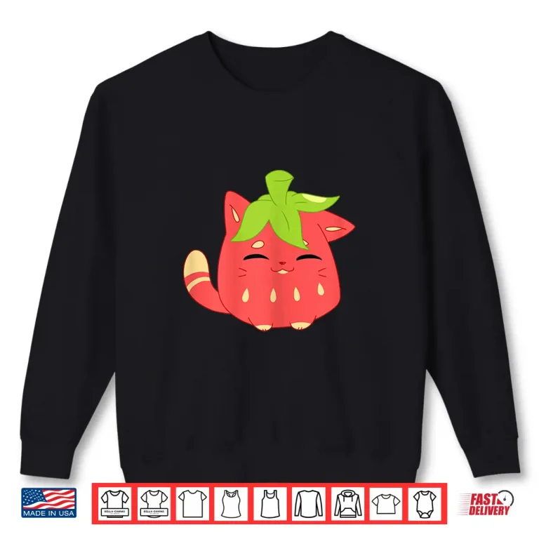 Sweatshirt Cute Funny Sweet Cartoon Strawberry Shaped Cat Gifts Shirt