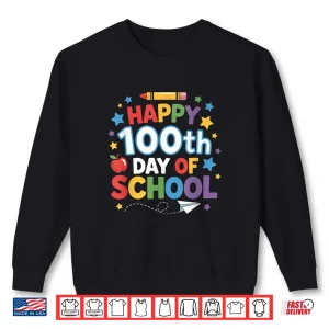 Happy 100Th Day Of School Boys Student Celebration Shirt 2 Sweatshirt Happy 100th Day Of School Boys Student Celebration Shirt