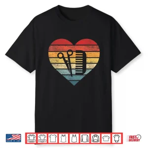 Barber Hairdresser Gifts Retro Sunset Scissors Hair Stylist Shirt