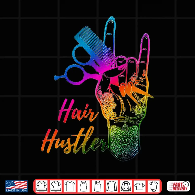 Design Hair Hustler Tie Dye Hair Stylist Hairdresser Barber Retro Shirt