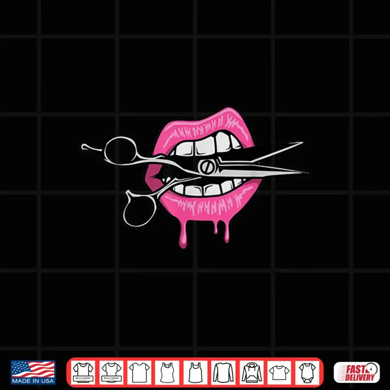 Design Sassy Lips Biting Scissors Hairdresser Barber Gift Shirt