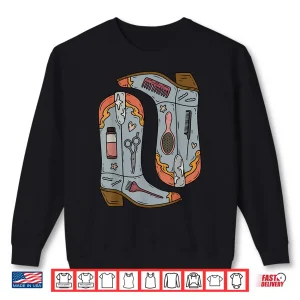 Western Cowgirl Boot Cosmetology Hair Stylist Hairdresser Shirt 2 Sweatshirt Western Cowgirl Boot Cosmetology Hair Stylist Hairdresser Shirt