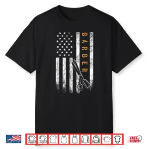 Barber American Flag Patriotic Barbershop Graphic Shirt