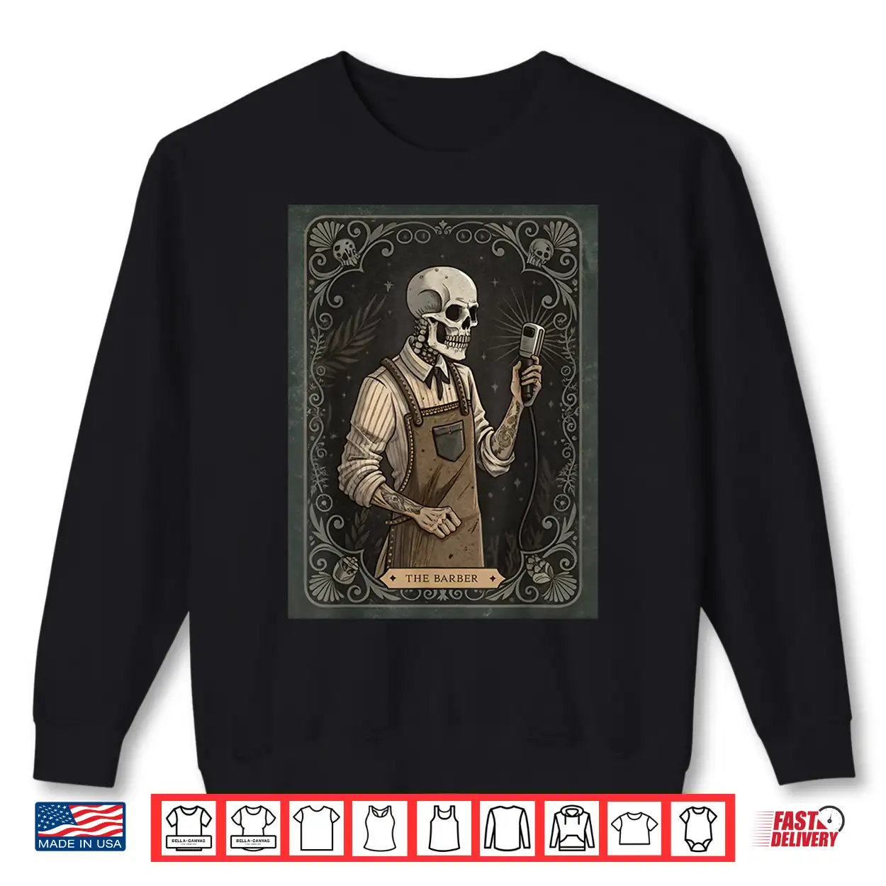 Barber Tarot Card Skeleton Haircut Halloween Shirt Barber Tarot Card Skeleton Haircut Halloween Shirt