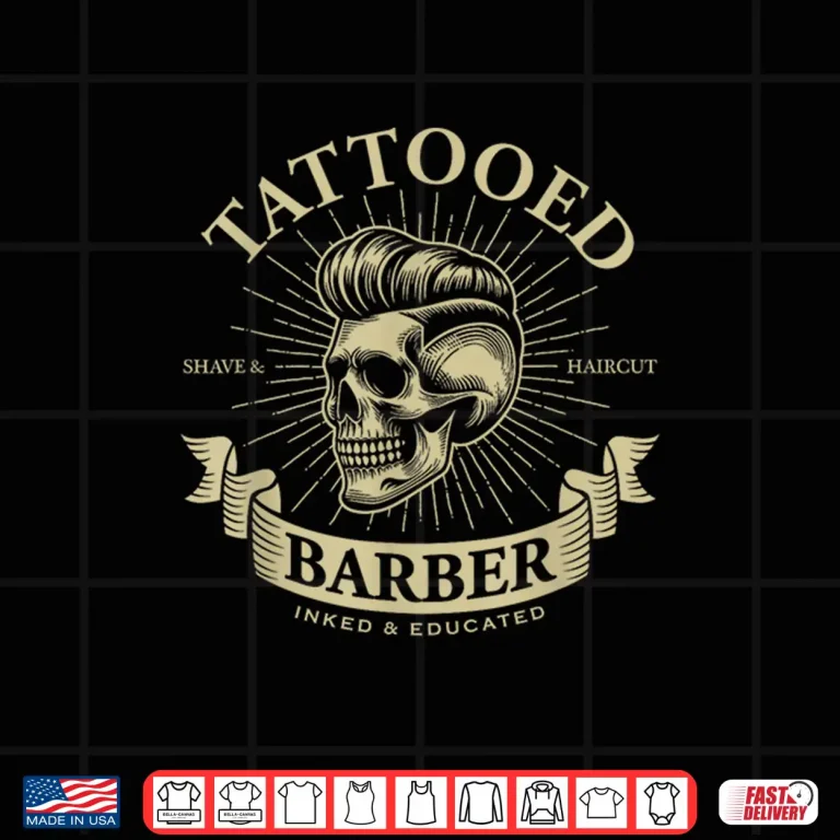 Design Classic Tattooed Barber Sharp Skull Vintage Design Shirt