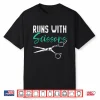 Runs With Scissors Barbershop Haircutting Hairstyle Shirt