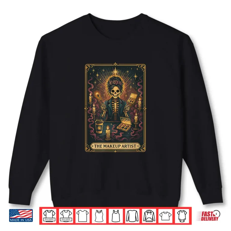 Sweatshirt Halloween Skull Tarot Card The Makeup Artist Gothic Shirt