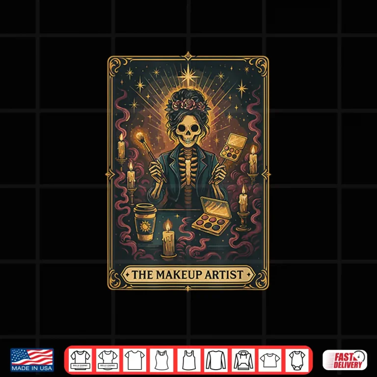 Design Halloween Skull Tarot Card The Makeup Artist Gothic Shirt