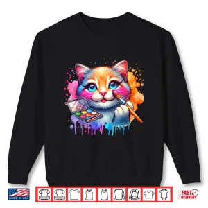 Sweatshirt Makeup And Cats Animal Lover Cosmetic Graphic Shirt
