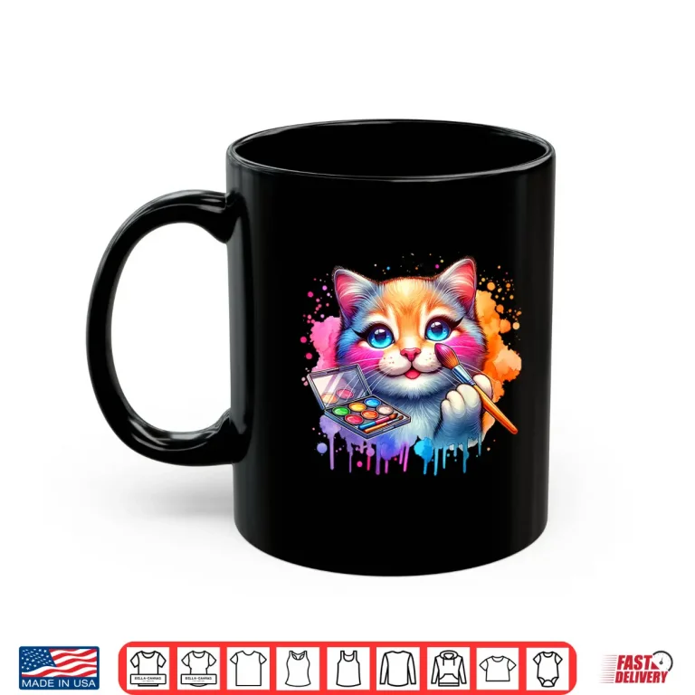 Mug Makeup And Cats Animal Lover Cosmetic Graphic Shirt