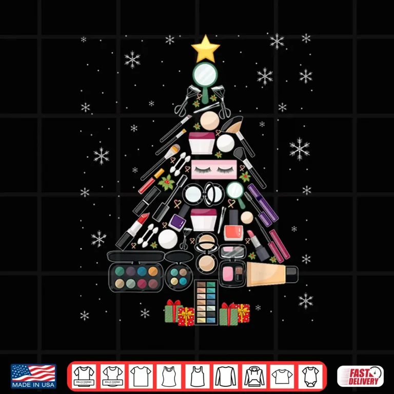 Design Makeup Artist Christmas Tree Festive Holiday Beautician Shirt