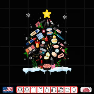 Design Makeup Artist Holiday Christmas Tree Beautician Graphic Shirt