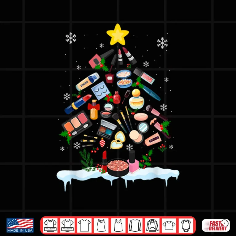 Design Makeup Artist Holiday Christmas Tree Beautician Graphic Shirt