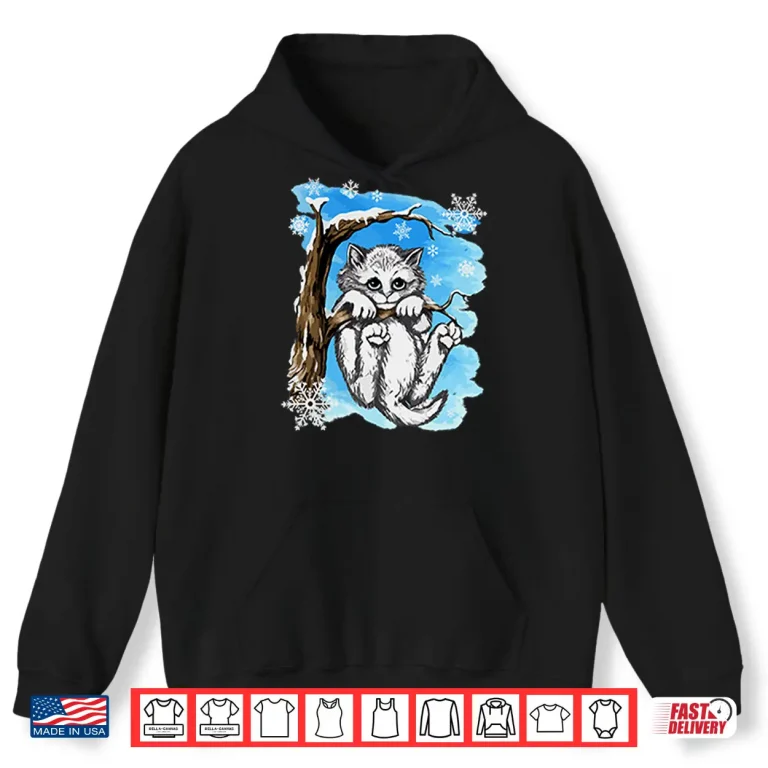 Hang In There Baby Cat In Snow Vintage Retro Shirt 1 Hoodie Hang In There Baby Cat In Snow Vintage Retro Shirt