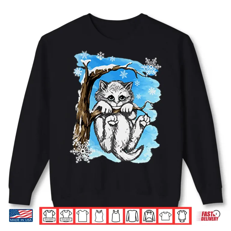 Hang In There Baby Cat In Snow Vintage Retro Shirt 2 Sweatshirt Hang In There Baby Cat In Snow Vintage Retro Shirt