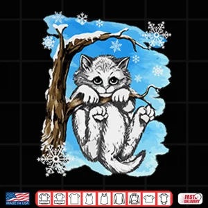 Hang In There Baby Cat In Snow Vintage Retro Shirt 4 Design Hang In There Baby Cat In Snow Vintage Retro Shirt
