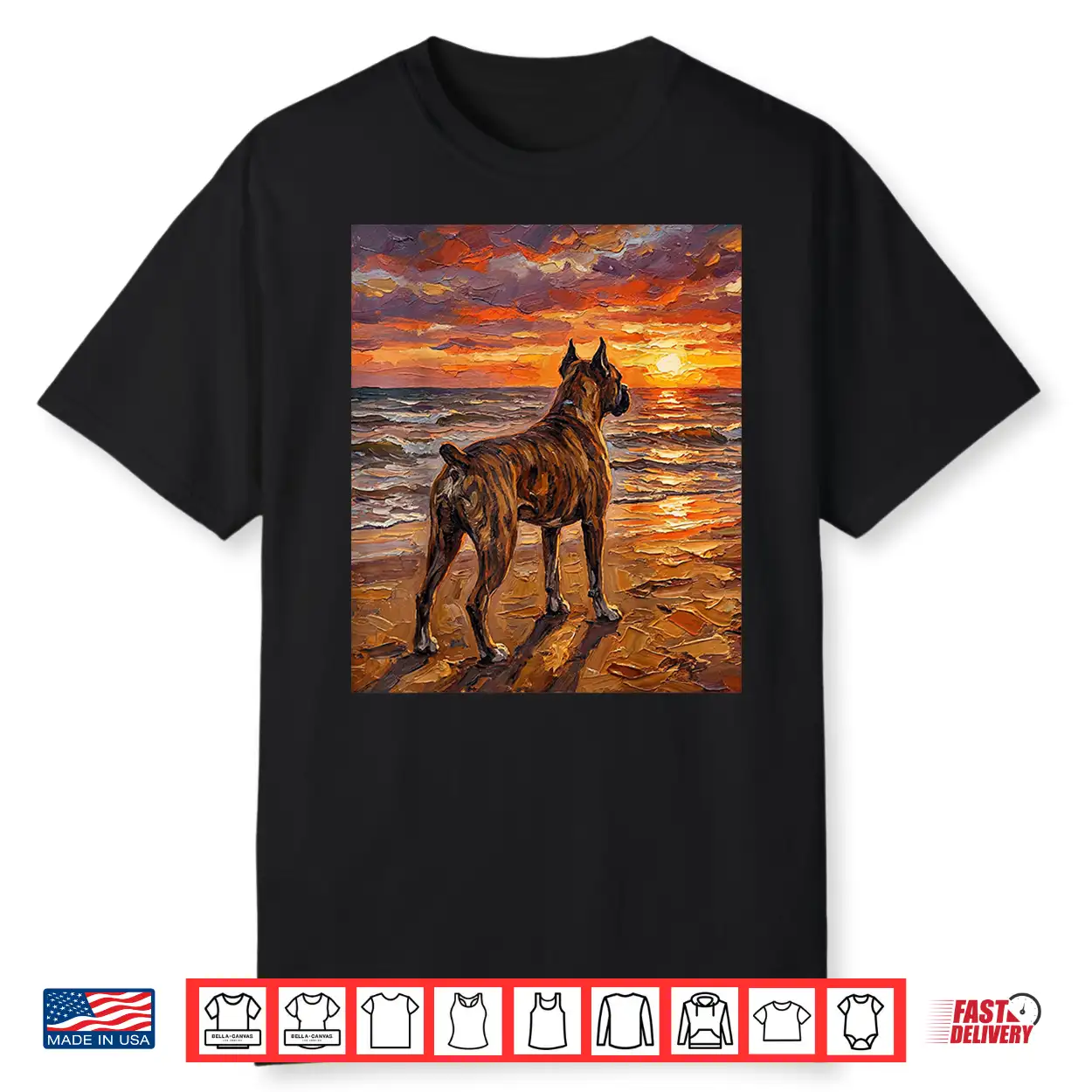 Brindle Boxer At A Sunset Beach Dog Artwork Shirt Brindle Boxer At A Sunset Beach Dog Artwork Shirt