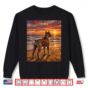 Brindle Boxer At A Sunset Beach Dog Artwork Shirt 2 Sweatshirt Brindle Boxer At A Sunset Beach Dog Artwork Shirt