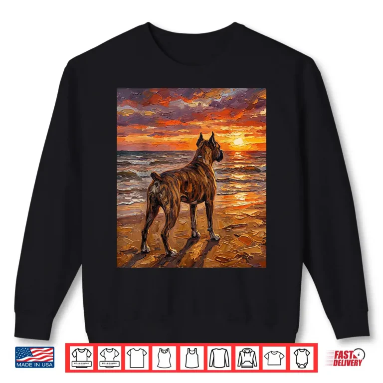 Sweatshirt Brindle Boxer At A Sunset Beach Dog Artwork Shirt