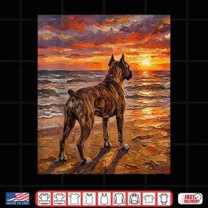 Brindle Boxer At A Sunset Beach Dog Artwork Shirt 4 Design Brindle Boxer At A Sunset Beach Dog Artwork Shirt