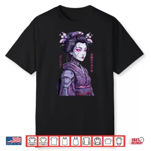Cyber Geisha Futuristic Japanese Manga Artistic Shirt