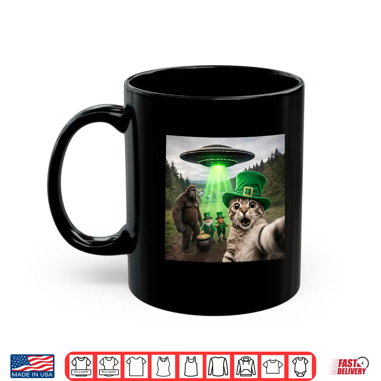 Festive Cat Selfie With Leprechaun Mythical Forest Shirt Festive Cat Selfie With Leprechaun Mythical Forest Shirt