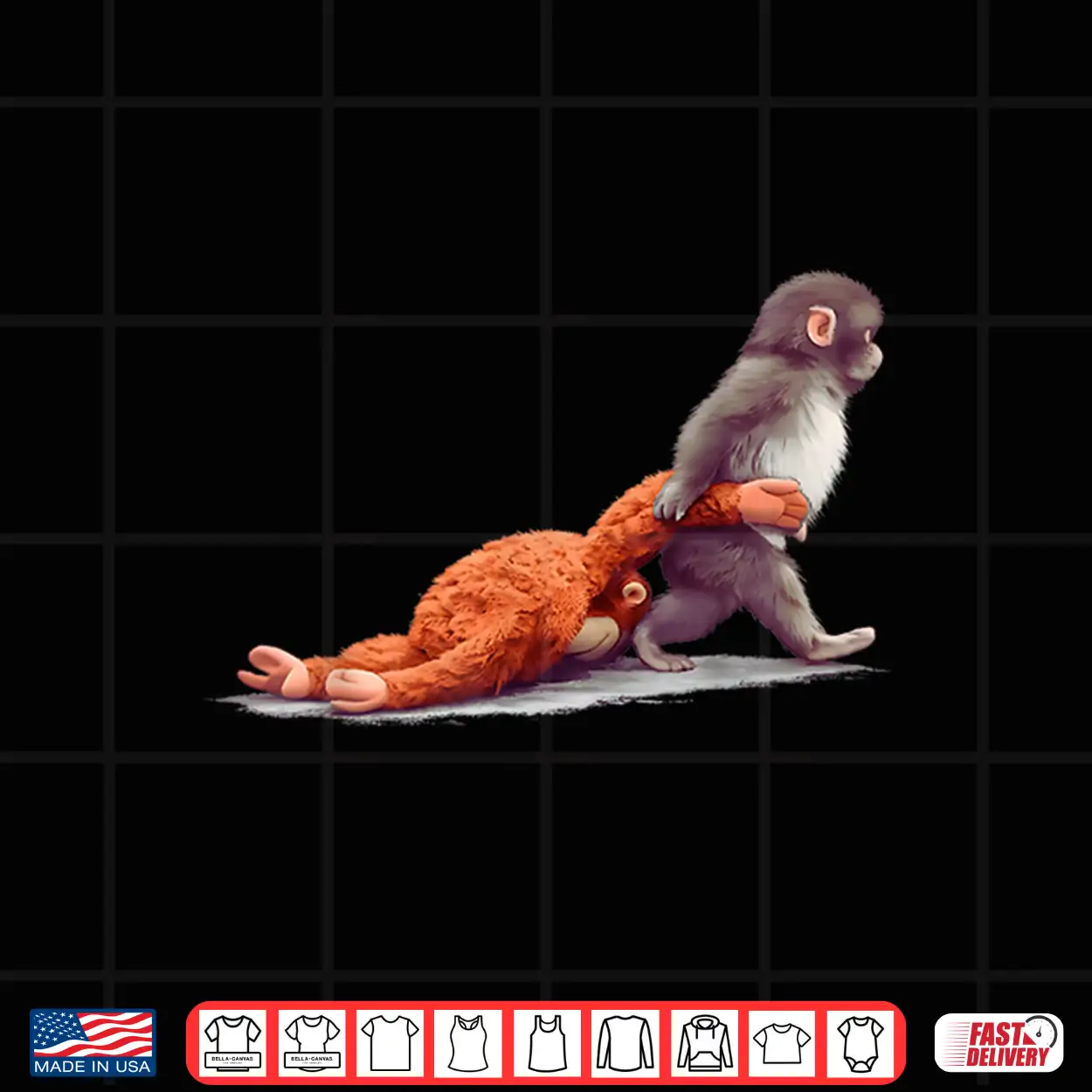 Little Punch Big Love Monkey Character Graphic Shirt Little Punch Big Love Monkey Character Graphic Shirt