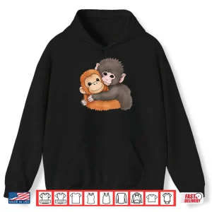 Hoodie Plush Hugging Baby Monkey Named Punch Character Shirt