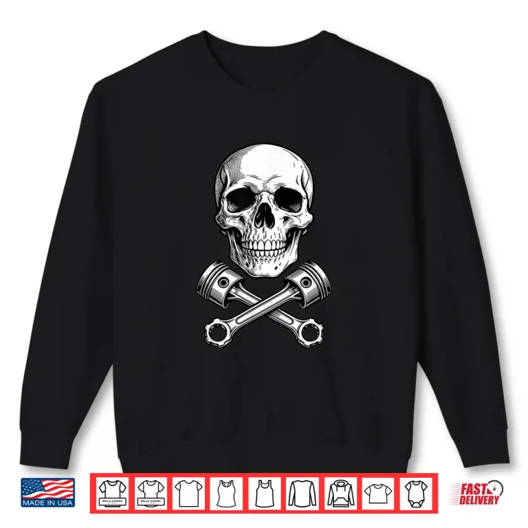 Sweatshirt Skull And Pistons Mechanical Engine Industrial Graphic Shirt