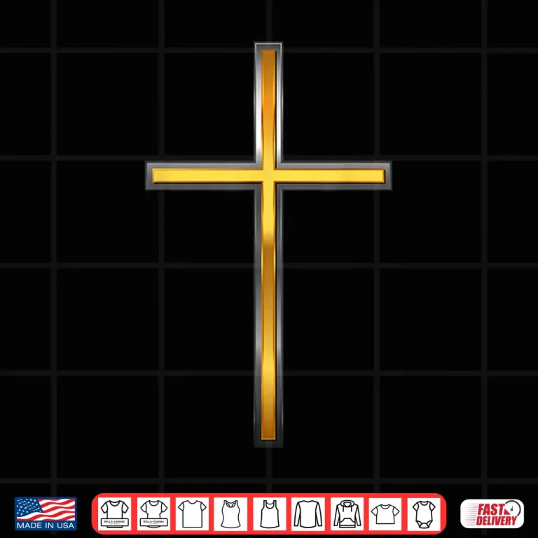 Design Large Gold Cross Christian Faith Spiritual Graphic Shirt