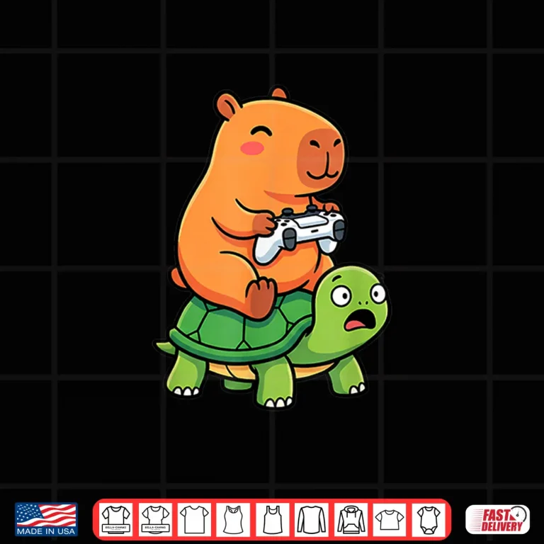 Design Cute Capybara Gamer Anime Turtle Kawaii Graphic Shirt