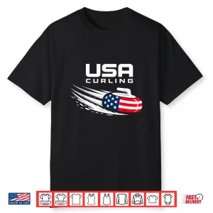 Curling Support American Flag Winter Sports Athletic Shirt