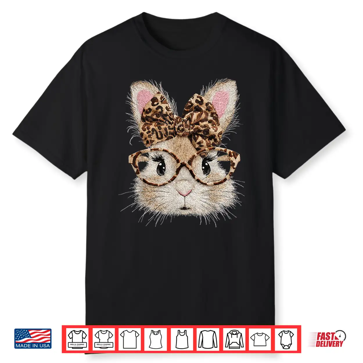 Cute Bunny Rabbit Face Leopard Coquette Bow Easter Shirt Cute Bunny Rabbit Face Leopard Coquette Bow Easter Shirt