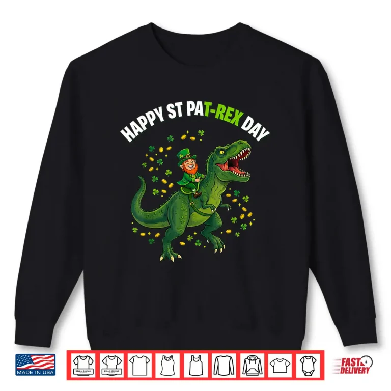 Sweatshirt Dino St Patricks Day Leprechaun Prehistoric Festive Graphic Shirt