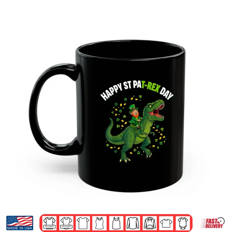 Mug Dino St Patricks Day Leprechaun Prehistoric Festive Graphic Shirt