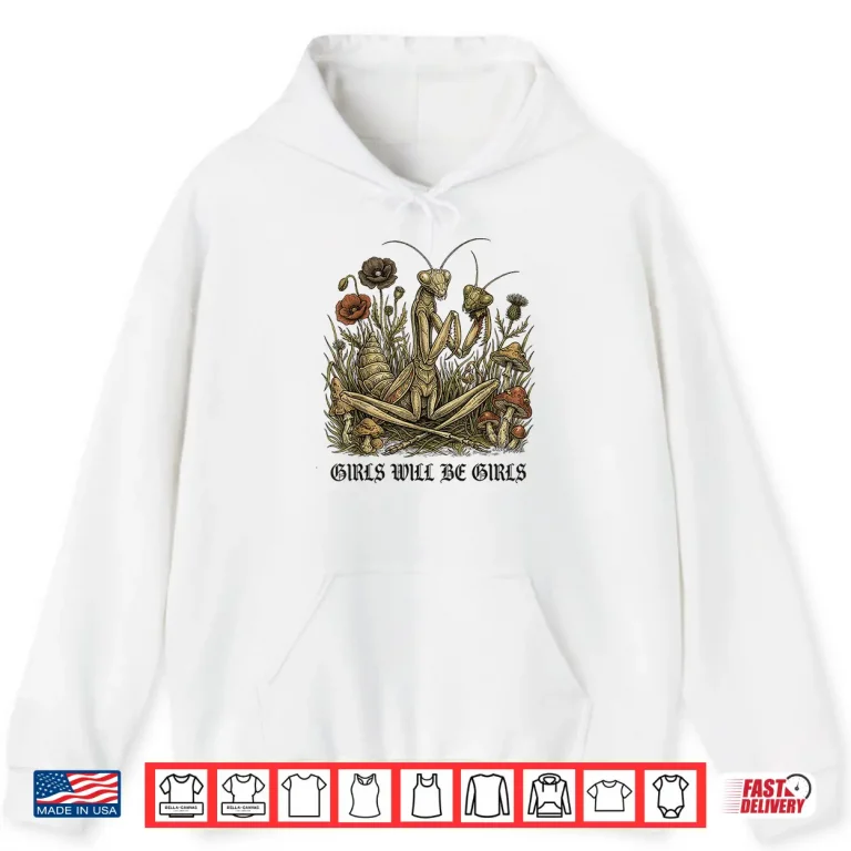 Hoodie Entomology Cottagecore Praying Mantis Nature Illustration Shirt
