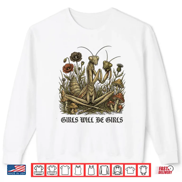 Sweatshirt Entomology Cottagecore Praying Mantis Nature Illustration Shirt