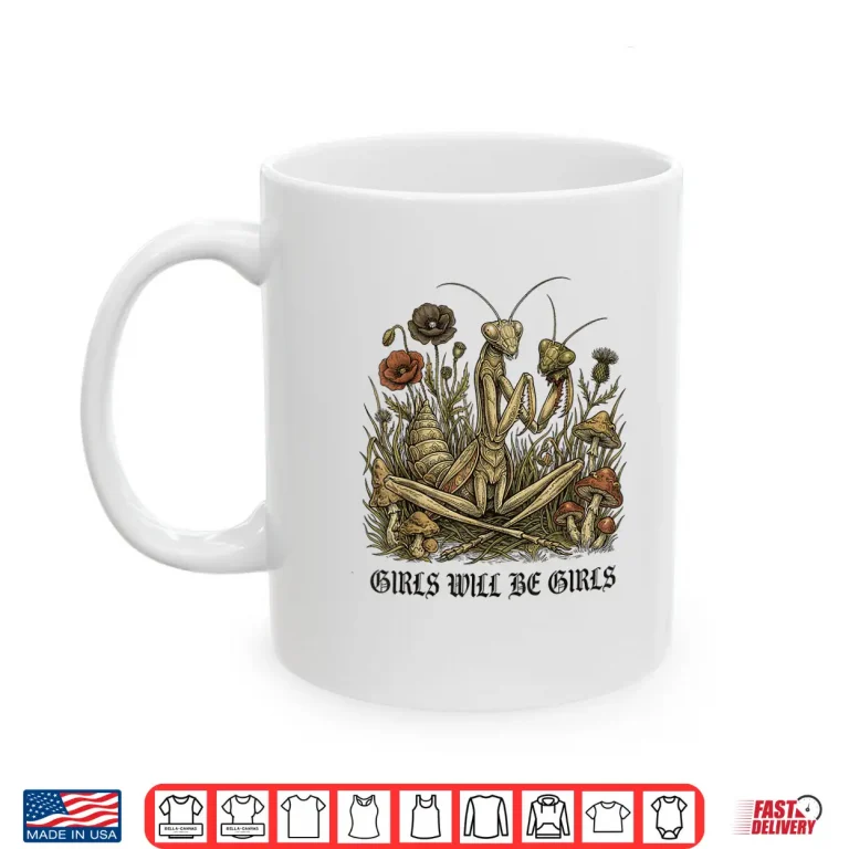 Mug Entomology Cottagecore Praying Mantis Nature Illustration Shirt