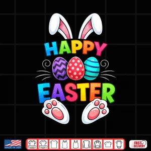 Design Happy Easter Day Bunny Eggs Festive Holiday Graphic Shirt