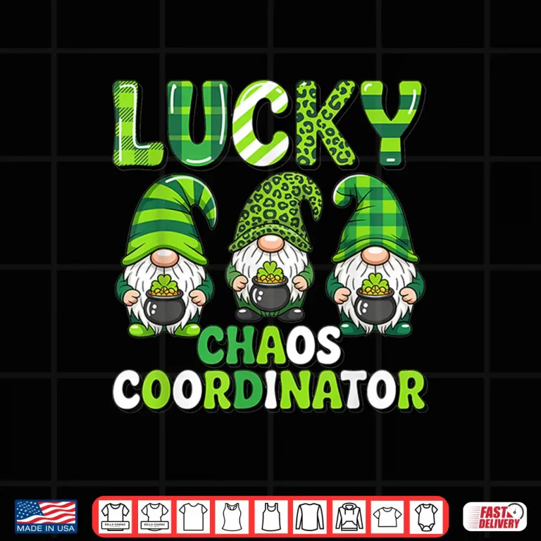 Design Lucky Shamrock Leopard Gnomes Irish Festive Holiday Shirt