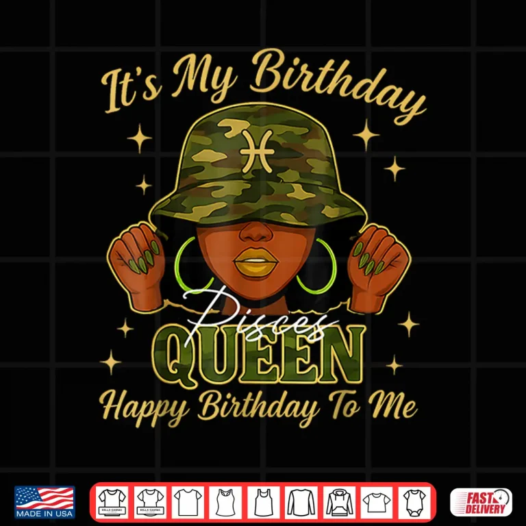 Design Pisces Queen Camo Crown Birthday Astrology Graphic Shirt