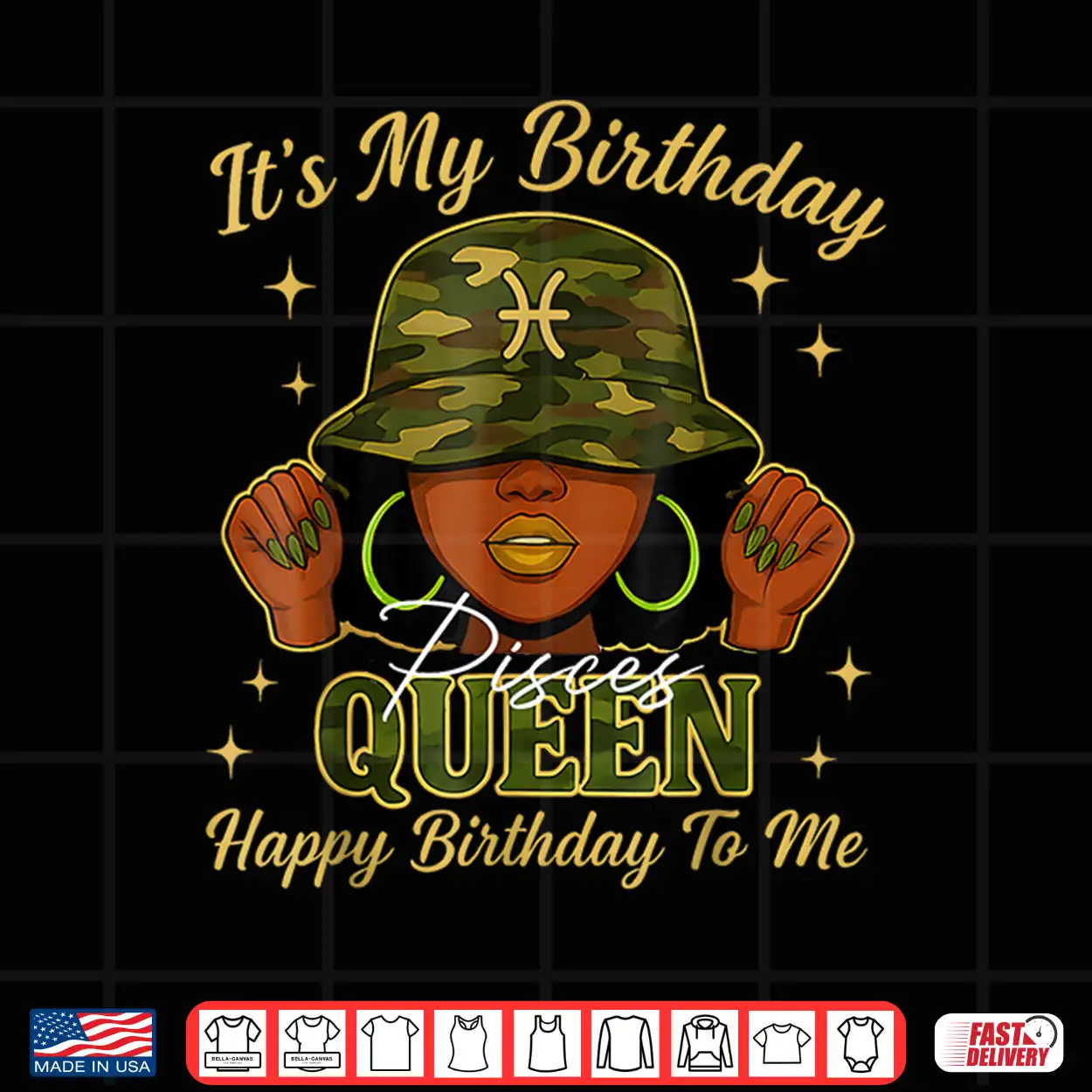 Pisces Queen Camo Crown Birthday Astrology Graphic Shirt Pisces Queen Camo Crown Birthday Astrology Graphic Shirt