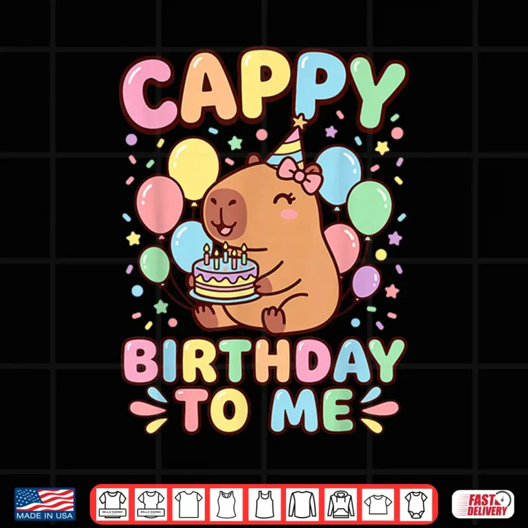 Design Cappy Birthday Capybara Celebration Animal Graphic Shirt
