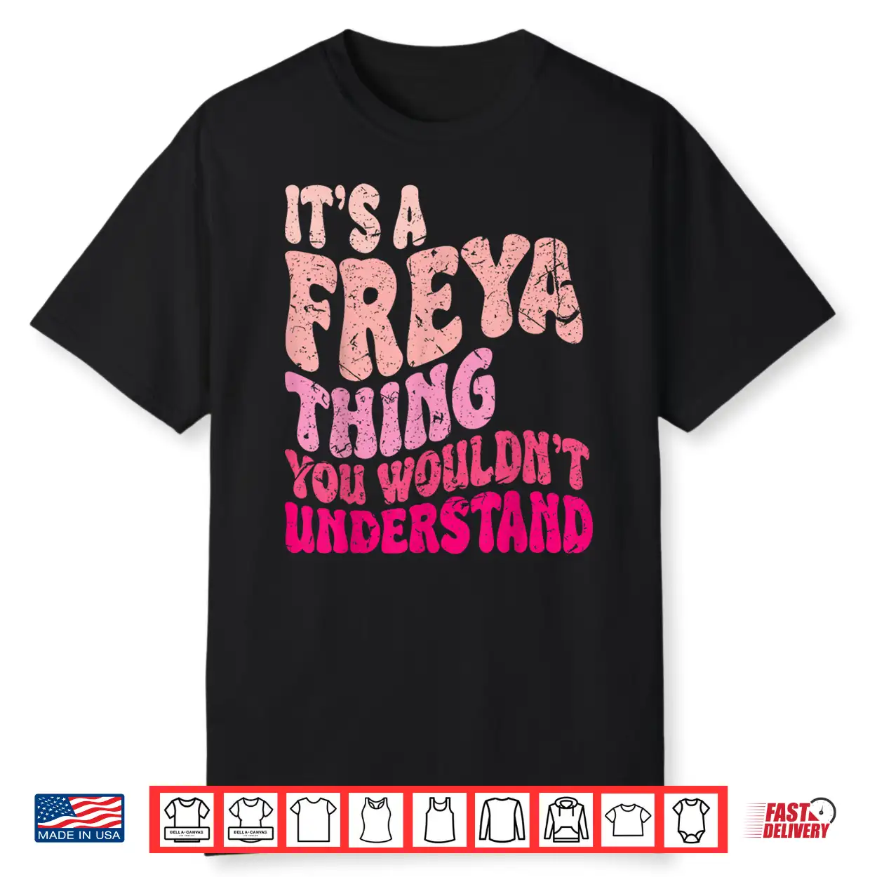 Personalized Freya Name Groovy Retro Aesthetic Shirt Personalized Freya Name Groovy Retro Aesthetic Shirt