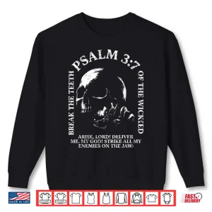 Sweatshirt Psalm Three Seven Vintage Skull Biblical Verse Shirt