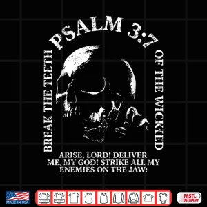 Design Psalm Three Seven Vintage Skull Biblical Verse Shirt