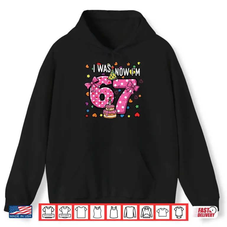Hoodie Seventh Birthday Bow Cake Six To Seven Celebration Shirt