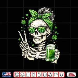 Skull Sunglass Messy Bun Irish Festive Holiday Shirt 3 Design Skull Sunglass Messy Bun Irish Festive Holiday Shirt