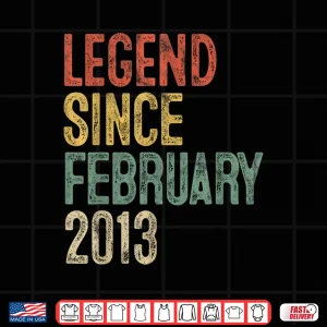 Design Legend February Two Thousand Thirteen Birthday Achievement Shirt