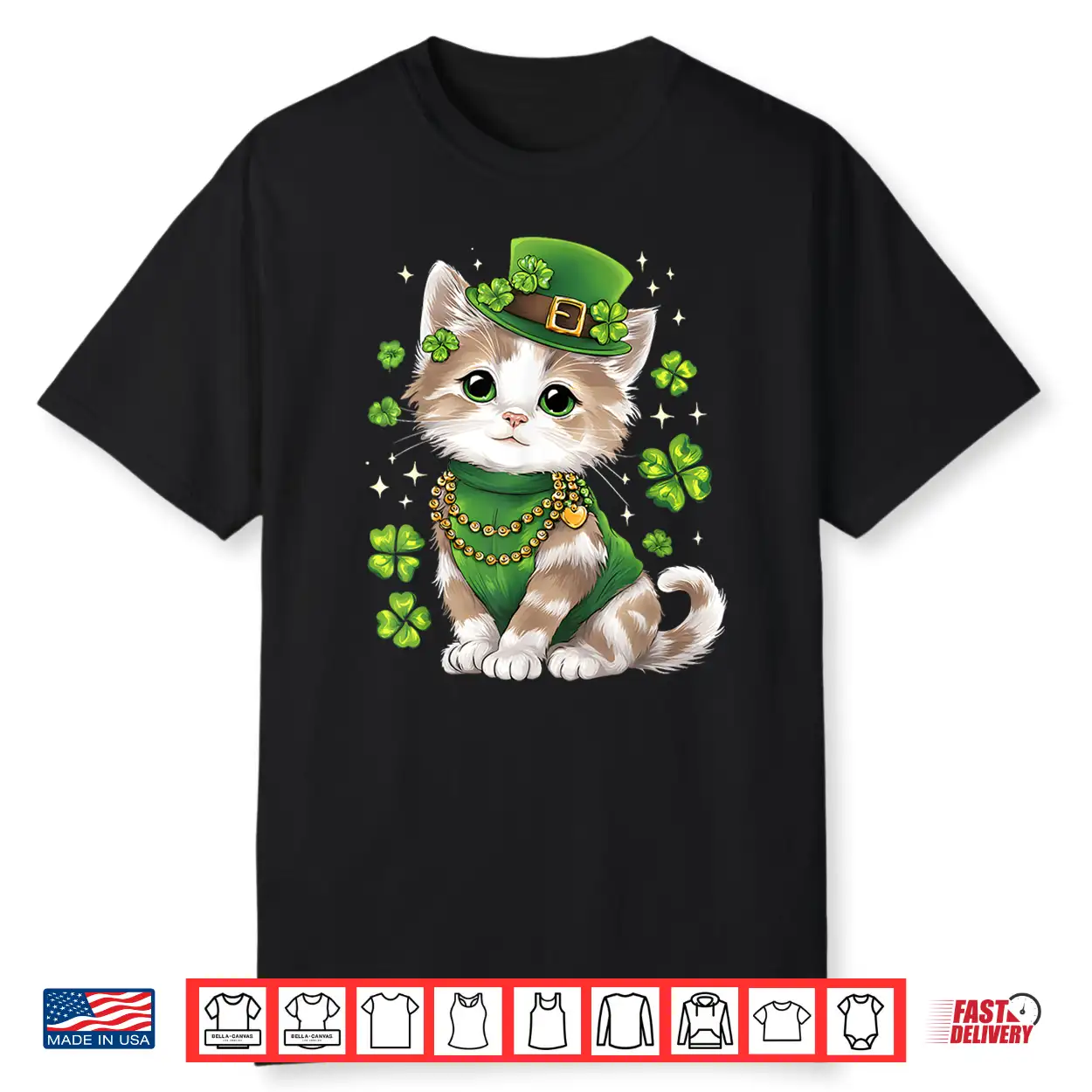 St Patricks Day Cat Leprechaun Hat Shamrock Shirt St Patricks Day Cat Leprechaun Hat Shamrock Shirt